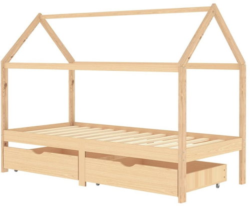Shumee dětský se zásuvkami masivní borovice 90×200 cm, 322138 - Bed - Main image