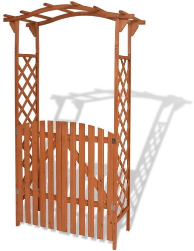 SHUMEE Oblouk zahradní s brankou, masivní dřevo 120x60x205 cm - Zahradní oblouk - Main image