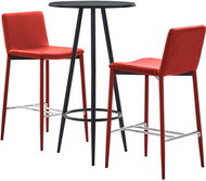 3-piece bar set faux leather red 279734 - Bar Set