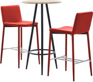 3-piece bar set faux leather red 279826 - Bar Set