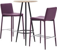 3-piece bar set faux leather purple 279834 - Bar Set