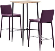 3-piece bar set faux leather purple 3050051 - Bar Set