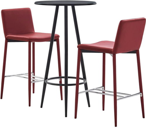 3-piece bar set faux leather burgundy 279736 - Bar Set - Main image