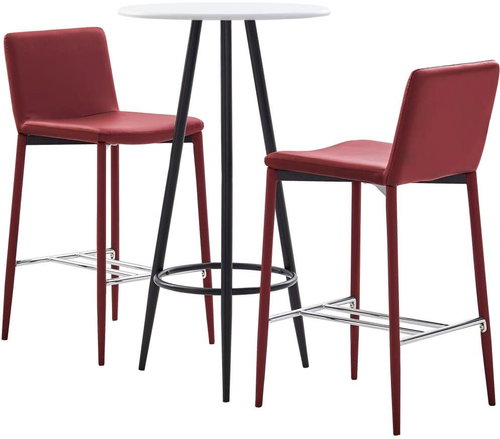 3-piece bar set faux leather burgundy 279782 - Bar Set - Main image