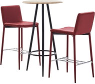 3-piece bar set faux leather burgundy 279828 - Bar Set