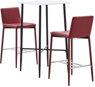 3-piece bar set faux leather burgundy 279994 - Bar Set