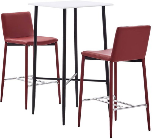 3-piece bar set faux leather burgundy 279994 - Bar Set - Main image