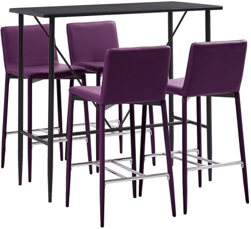 5-piece bar set faux leather purple 279865 - Bar Set - Main image