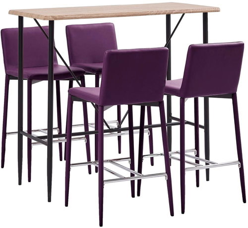 5-piece bar set faux leather purple 279911 - Bar Set - Main image