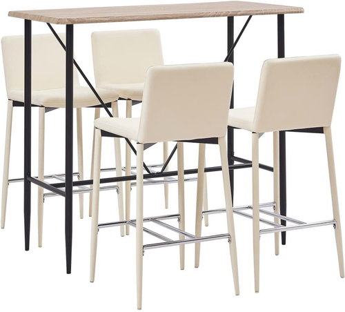 5-piece bar set faux leather cream 279905 - Bar Set - Main image