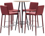 5-piece bar set faux leather burgundy 279829 - Bar Set
