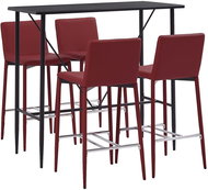 5-piece bar set faux leather burgundy 279862 - Bar Set