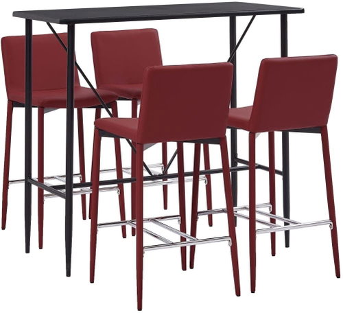 5-piece bar set faux leather burgundy 279862 - Bar Set - Main image