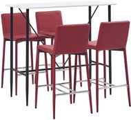 5-piece bar set faux leather burgundy 279885 - Bar Set