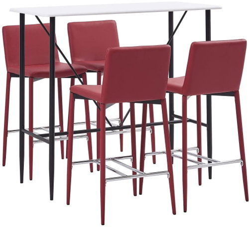5-piece bar set faux leather burgundy 279885 - Bar Set - Main image
