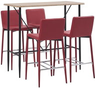 5-piece bar set faux leather burgundy 279908 - Bar Set