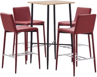 5-piece bar set faux leather burgundy 3050046 - Bar Set