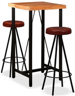 Bar set of 3 pieces of solid acacia wood and genuine leather 275127 - Bar Set