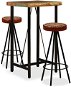 Bar Set Bar set of 3 pieces of solid recycled wood, genuine leather, canvas 275141 - Barový set