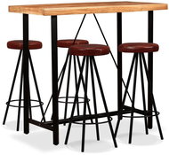 Bar set of 5 pieces of solid acacia wood and genuine leather 275130 - Bar Set