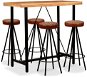 Bar set of 5 pieces of solid acacia wood, genuine leather, canvas 275132 - Bar Set