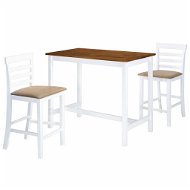 Bar table and chairs set of 3 pieces of solid wood brown-white 275233 - Bar Set