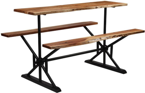 Bar table with benches solid acacia wood 180 x 50 x 107 cm 245378 - Bar Set - Main image