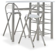 3-piece bar set with shelves wood and steel white 284399 - Bar Set