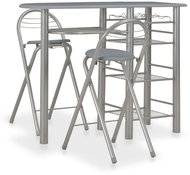 3-piece bar set with shelves wood and steel gray 284401 - Bar Set