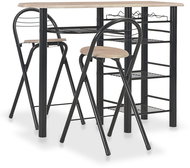 3-piece bar set with wood and steel shelves 284402 - Bar Set