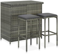 3-piece bar dining set gray polyrattan 313472 - Bar Set
