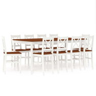 11-piece Dining Set Pine Wood White-brown 283396 - Dining Set