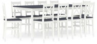 11-piece Dining Set, Pine Wood, White-grey 283394 - Dining Set