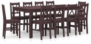 11-piece Dining Set Pine Wood Dark Brown 283395 - Dining Set