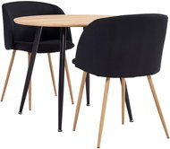3-piece Dining Set Textile Black 3054164 - Dining Set