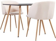 3-piece Dining Set Textile Cream 3054076 - Dining Set