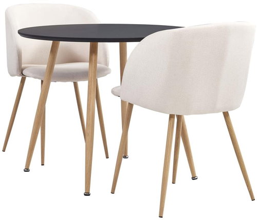 3-piece Dining Set, Textile Cream 3054276 - Dining Set - Main image
