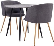 3-piece Dining Set Textile Taupe 3054210 - Dining Set