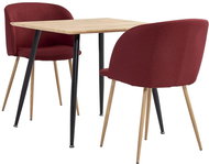 3-piece Dining Set, Textile, Burgundy 3053928 - Dining Set