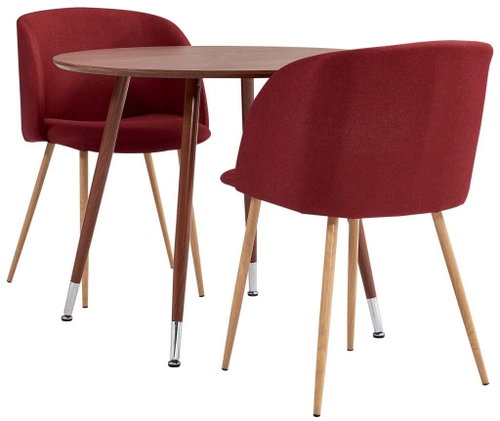 3-piece Dining Set Textile Burgundy 3054368 - Dining Set - Main image