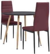 3-piece dining set faux leather burgundy 3054268 - Dining Set