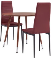 3-piece dining set faux leather burgundy 3054348 - Dining Set