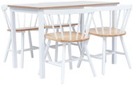5-piece Dining Set, Solid Rubber Tree, White-brown 276873 - Dining Set