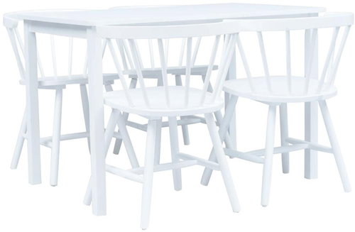 5-piece Dining Set, Solid Rubber Tree, White 276872 - Dining Set - Main image