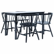 5-piece Dining Set, Solid Rubber Tree, Black 276874 - Dining Set