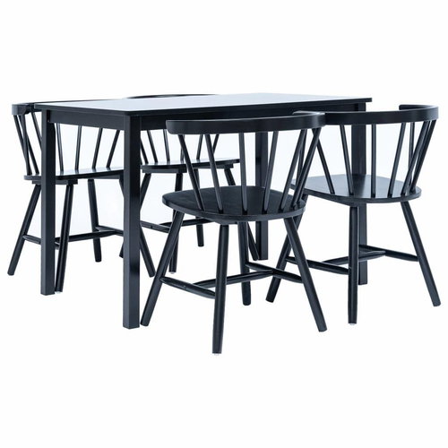 5-piece Dining Set, Solid Rubber Tree, Black 276874 - Dining Set - Main image