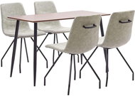 5-piece Dining Set, Grey Faux Leather 3050686 - Dining Set