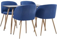 5-piece Dining Set, Textile, Blue 3053800 - Dining Set