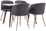 5-piece Dining Set, Textile, Taupe 3053690 - Dining Set