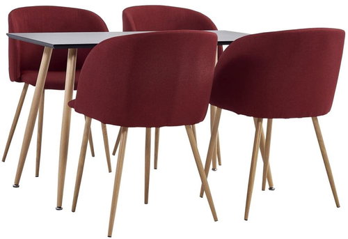 5-piece Dining Set Textile Burgundy 3053808 - Dining Set - Main image
